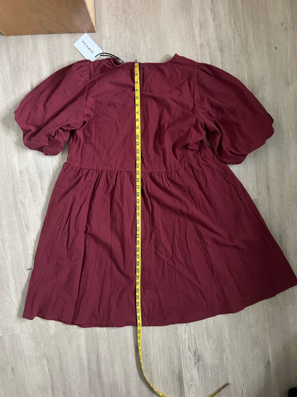 Polagram Deep Wine Red Dress with Puff Sleeve Detail XL NWT cotton blend - Picture 4 of 6